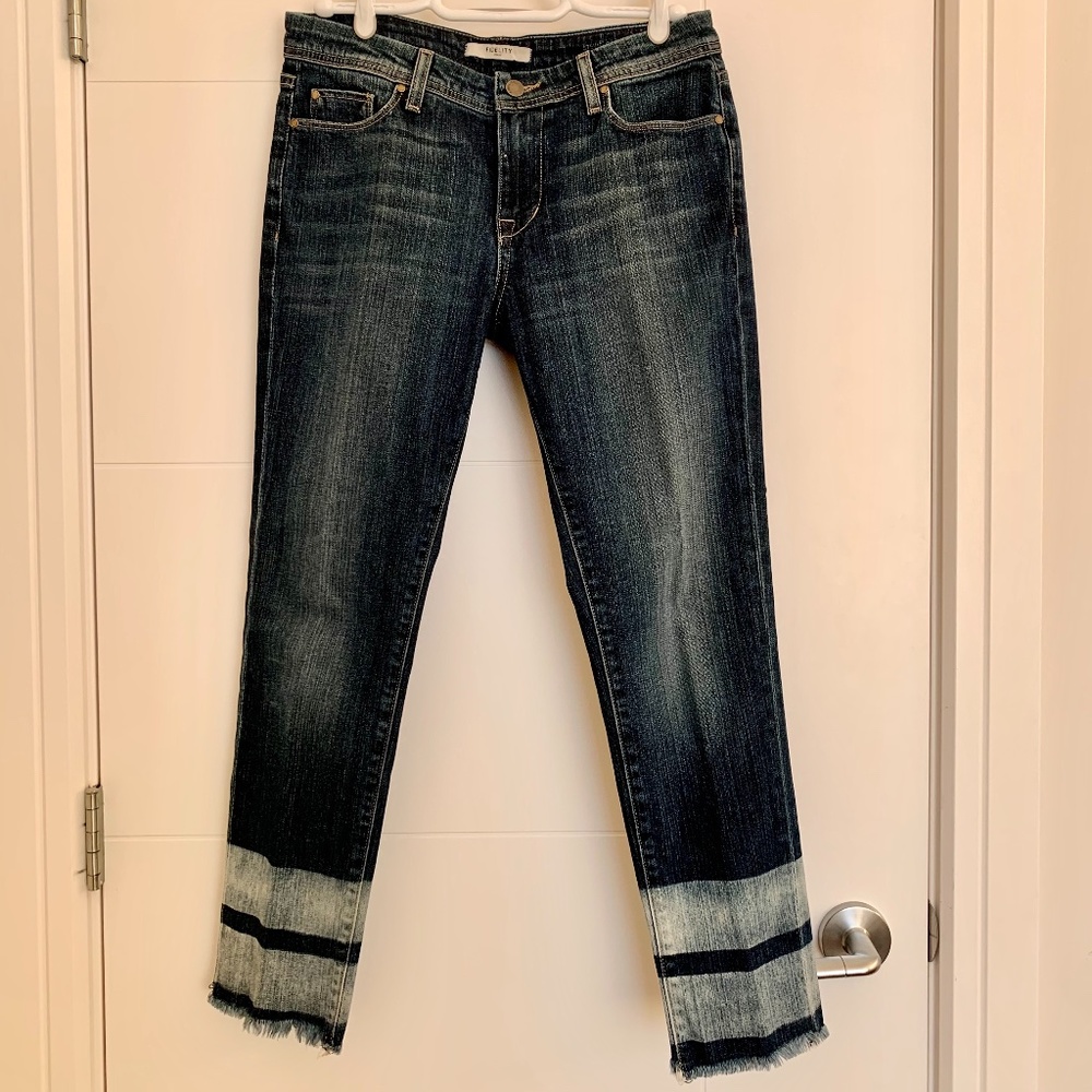 Fidelity Ankle Length Striped Hem Skinny Jeans